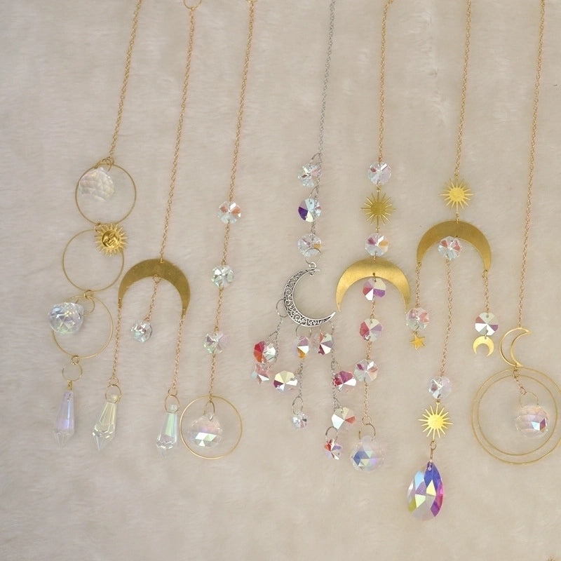 Stylish Sun and Moon Metal Pendant with Artificial Crystals|Jewelry & Accessories