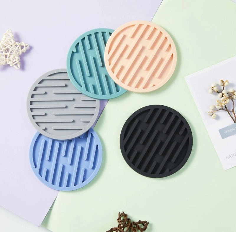 Silicone Round Coaster 10CM Thickened Non-slip Heat Insulated Drain Mat for Tea Cup Water|Kitchen & Dining Accessories