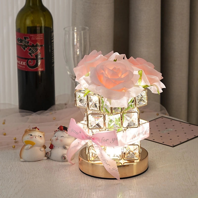 Minimalist Floral Crystal LED Birthday Night Light | Home Decor & Lighting