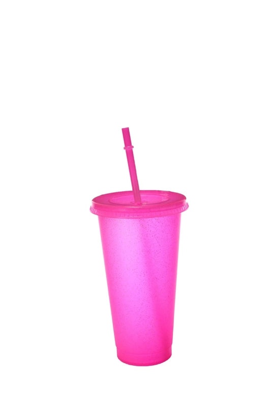 710ml Large Capacity Glitter Sipper Cup with Logo, Creative PP Plastic, 15 Color Options | Drinkware & Tumblers