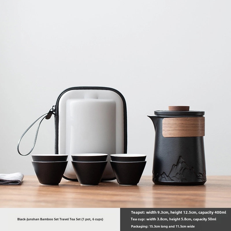 Portable Travel Tea Set | One Pot Three Cups | Complete Kung Fu Tea Set for Outdoor & Business Gift | Tea Accessories