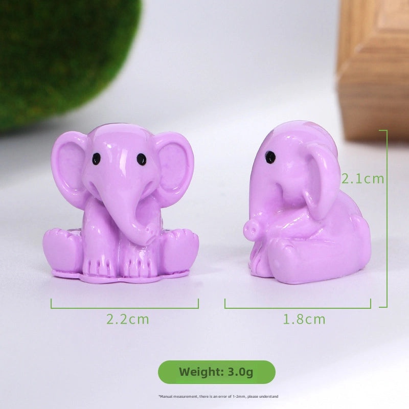 Mini Elephant Resin Figurine Cute Animal Desktop Ornament Micro Landscape Decoration|Home Decor Accessories