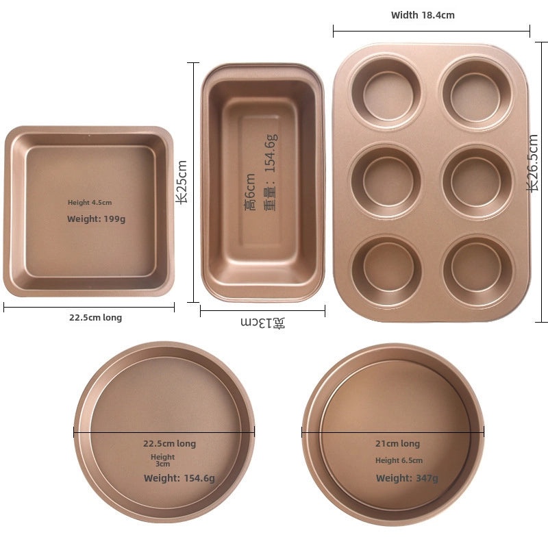 Non-stick Thickened Golden Baking Tray Set for Oven Pizza Bread Cake Novice Friendly|Kitchen Bakeware