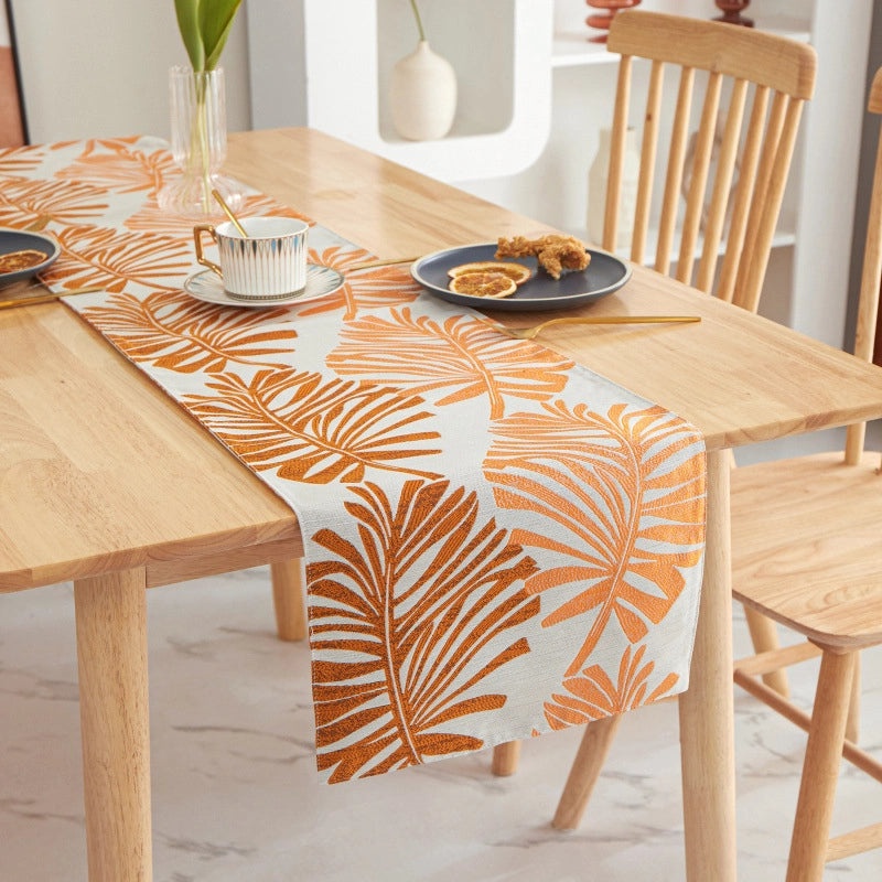 Elegant Minimalist Leaf Design Polyester Tablecloth for Casual and Formal Dining|Table Linens & Covers