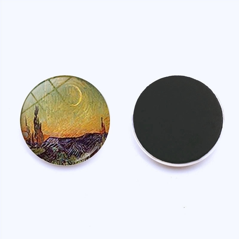Van Gogh Starry Night Crystal Glass Refrigerator Magnets 25mm Creative Home Decor Stickers|Home & Kitchen Accessories