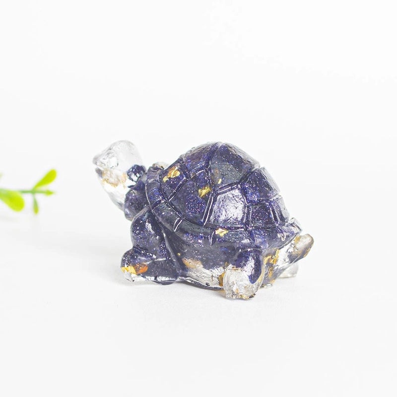 Minimalist Tortoise Figurine with Natural Crystal Accents|Home Decor