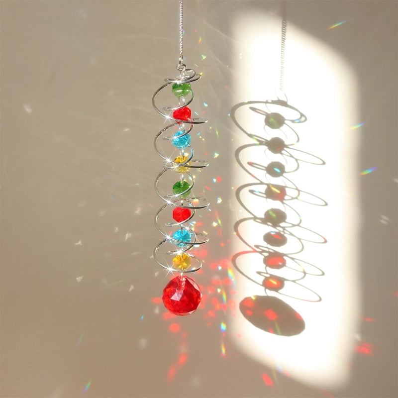 Elegant Spiral Glass Suncatcher Wind Chime for Home Decor | Outdoor & Indoor Wall Art