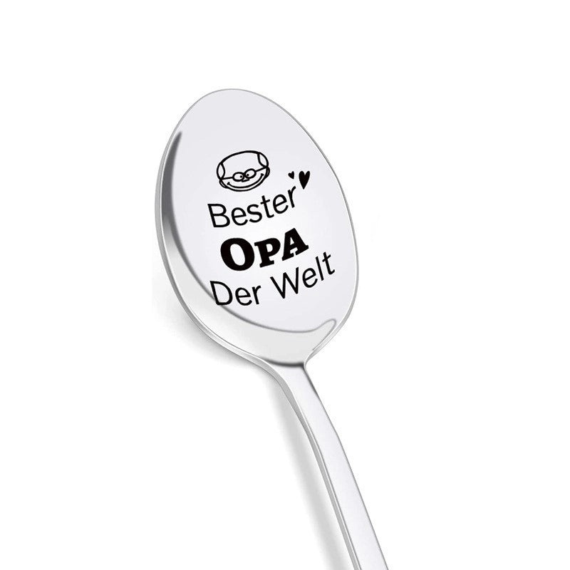 Trendy Engraved Stainless Steel Spoon|Kitchen Utensils & Dining Accessories