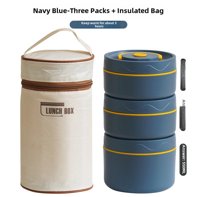 304 Stainless Steel Double-layer Insulated Lunch Box with Lid Portable Sealed Multi-compartment Food Container|Lunch Boxes & Containers