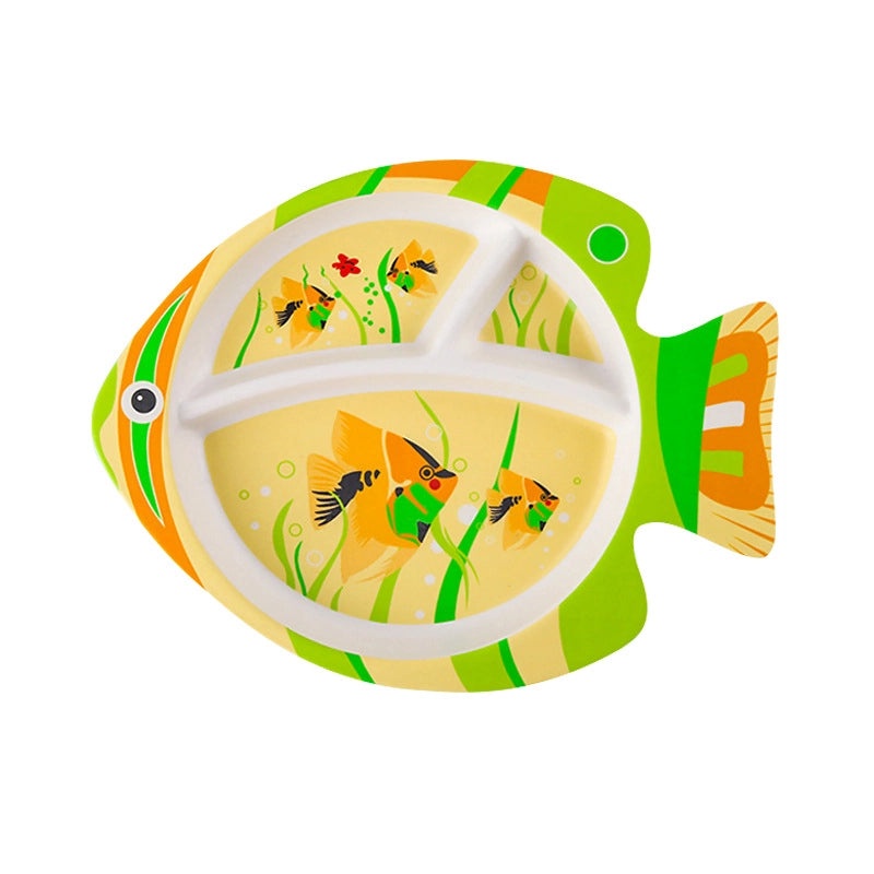 Cute Cartoon Bamboo Fiber Kids Plate Baby Dish Grid for Household Kindergarten Use|Children's Tableware