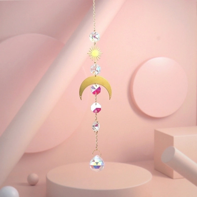 Stylish Sun and Moon Metal Pendant with Artificial Crystals|Jewelry & Accessories