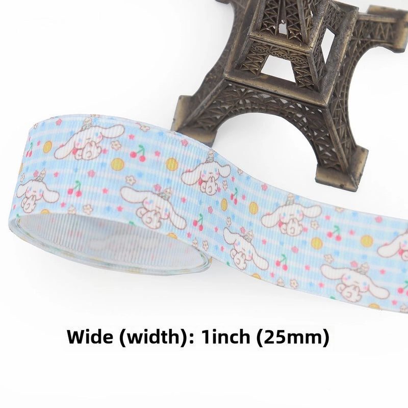 Cartoon Soft Color Thermal Transfer Printed Ribbed Ribbon DIY Handmade Bow Hair Accessory Gift Packaging|Hair Accessories