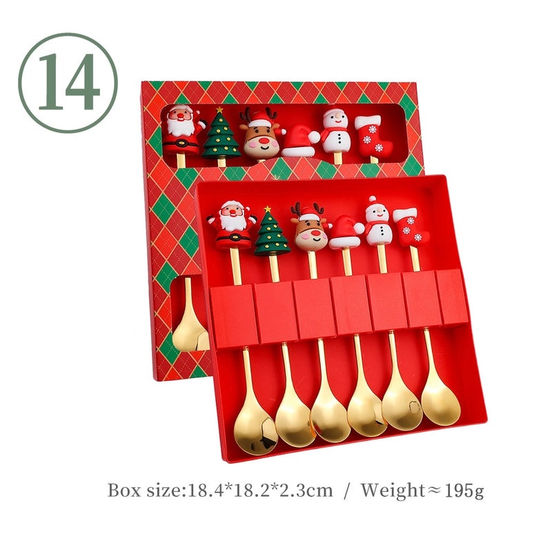 Funny Christmas Tree Dessert Spoon Creative Tableware Cartoon Spoon Suit Holiday Gift Idea|Kitchen & Dining