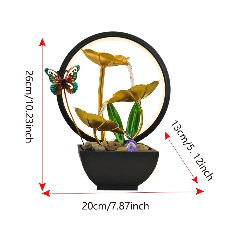 Golden Blue Dragonfly & Butterfly Water Circulation Desktop Iron Crafts|Home Decor Accessories