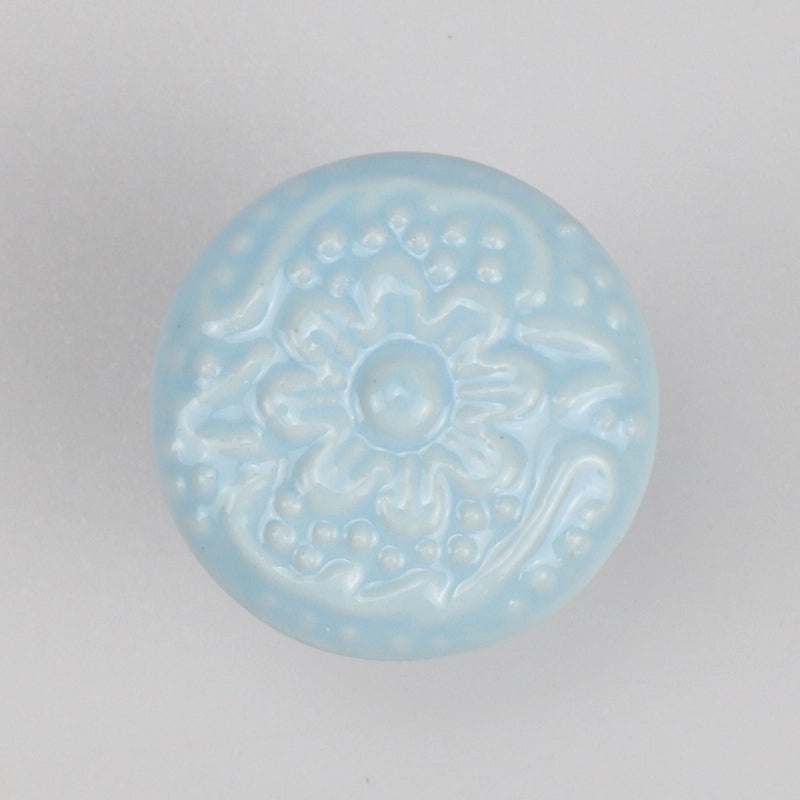 Ceramic Flower Cabinet Handle with Wooden Base | Cabinet Hardware