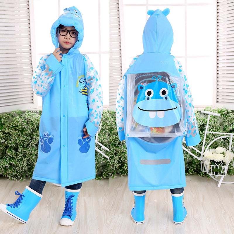 Kids Inflatable PVC Rain Poncho with Bag Portable Waterproof One-piece Cute Student Outdoor Raincoat|Children's Rainwear