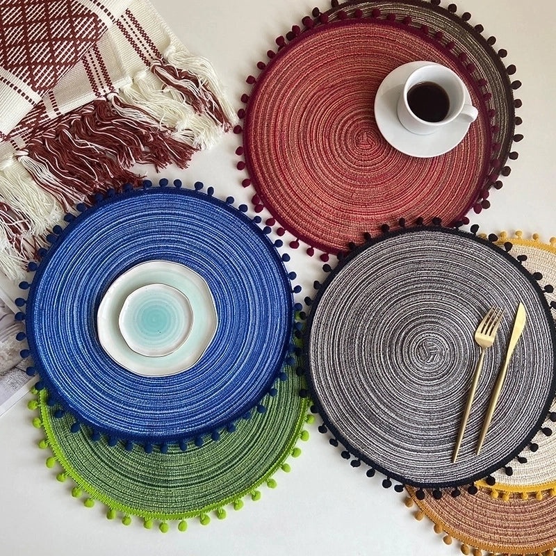 Stylish Solid Color Cotton Yarn Placemat Single Piece|Home & Kitchen Table Linens