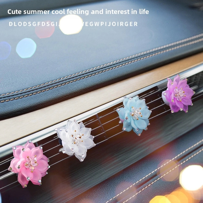 Rhinestone Lotus Flower Car Air Vent Perfume Ornament | Car Fragrance Accessories