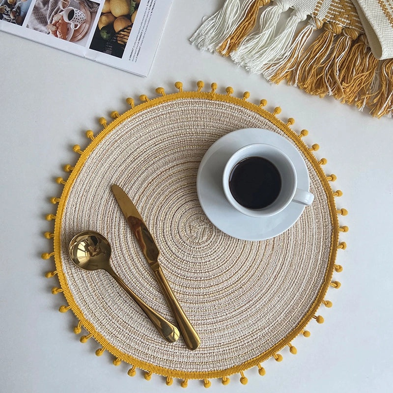 Stylish Solid Color Cotton Yarn Placemat Single Piece|Home & Kitchen Table Linens