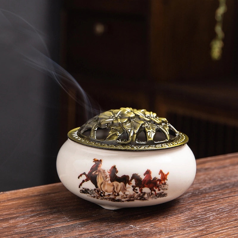 Ceramic Incense Burner Aromatherapy Plate Small Tower Temple Kiln Holder Home Decor|Home Decor & Aromatherapy Accessories