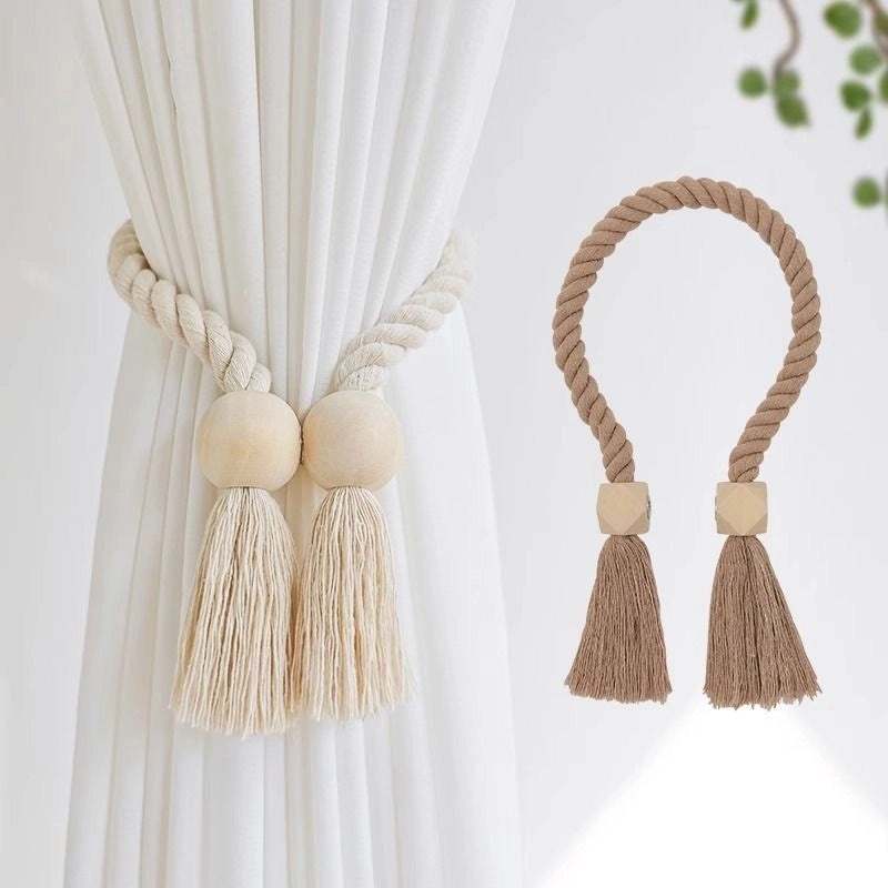 Wooden Geometric Curtain Tiebacks for Window Accessories | Home Decor & Window Treatments