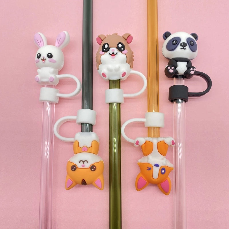 Adorable Animal PVC Straw Cap Decorative Top 1 Pc|Straw Accessories