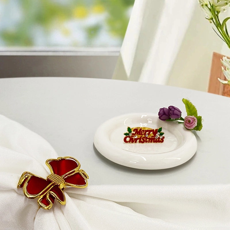 White Floral Napkin Rings Set | Home & Kitchen Tableware
