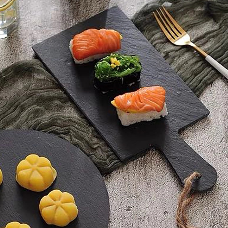 Japanese-Korean Style Black Slate Dinner Plate for Sushi Dessert Western Food Steak | Dinnerware & Plates