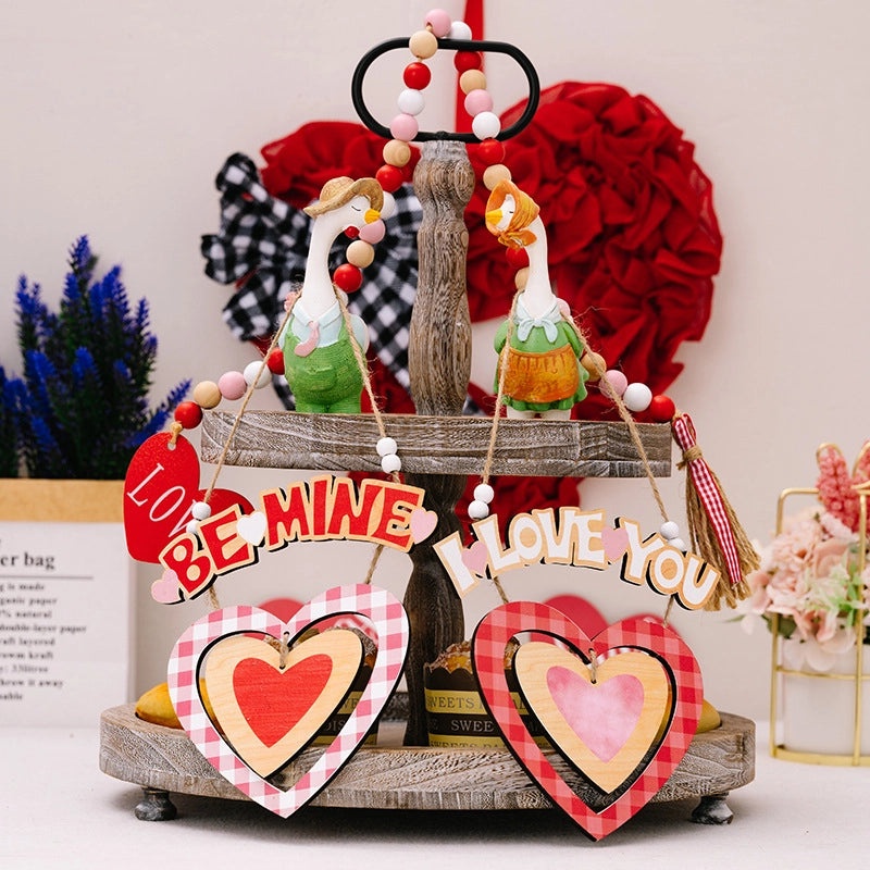 Valentine's Day Heart-Shaped Wooden Hanging Ornament Cute Letter Indoor Date Decoration|Home Decor