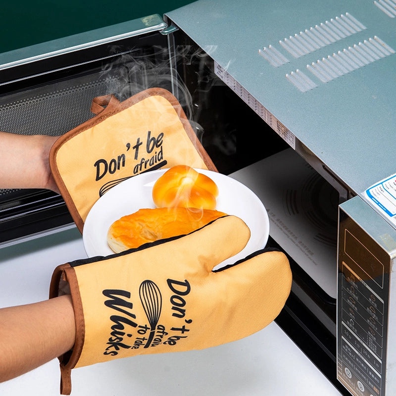 Color Block Heat Resistant Canvas Gloves for Cooking and BBQ | Kitchen & Dining Accessories