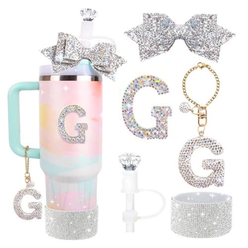 Glamorous Bow Letter Silicone Cup Sleeve Set | Drinkware Accessories