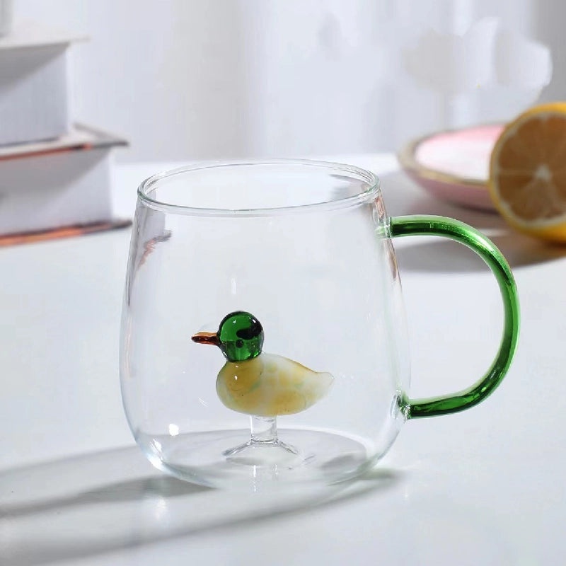 3D Animal Shape Glass Cup with Colorful Handle|Kitchen & Dining