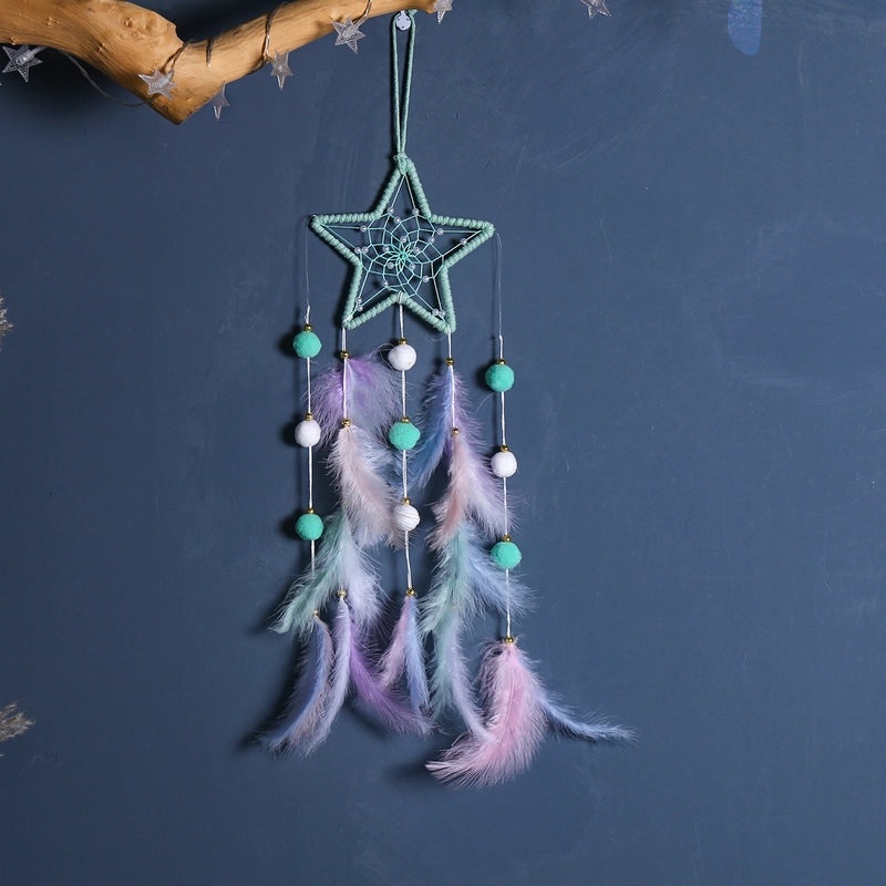 Minimalist Star Moon Cat Feather Dreamcatcher Decor for Home Wall Hanging|Home Decor & Accessories