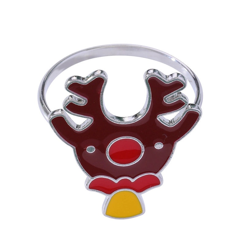 Festive Penguin Santa Claus Napkin Ring Alloy Christmas Table Decor | Tableware & Napkin Rings