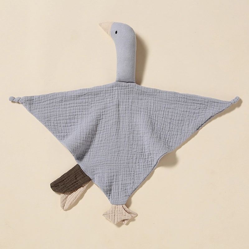 Wrinkled Cotton Gauze Baby Towel with Little Swan Hand Puppet | Baby Bedding & Bath Accessories