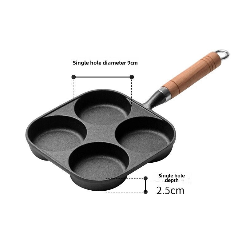 Cast Iron Omelette Pan Deep Non-Stick Egg Hamburger Mold Household Dumpling Pot|Kitchen Cookware