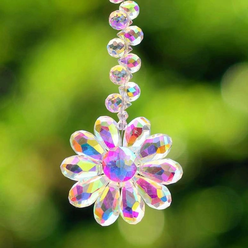 Elegant K9 Crystal Flower Suncatcher Wind Chime for Wall Decor | Home Decor & Accessories