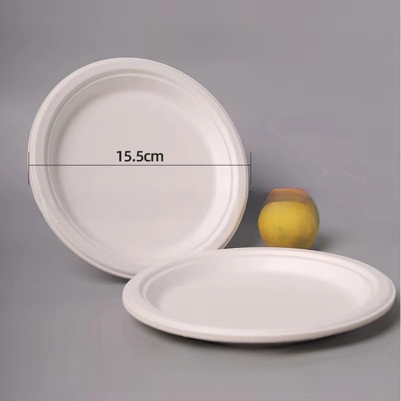 Disposable Biodegradable Sugarcane Pulp Paper Plates Thickened Dinner Plates for BBQ Cake Kindergarten DIY | Party Supplies & Disposable Tablewar