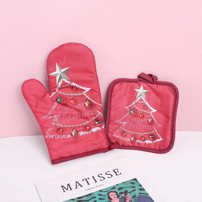 Heat Resistant Polyester Gloves with Minimalist Cartoon Design|Kitchen & Dining Gloves