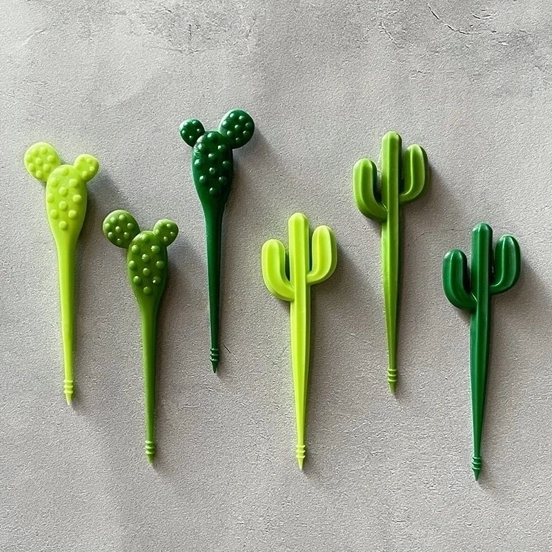 Adorable Cactus Design Plastic Fruit Fork Set | Kitchen & Dining Accessories