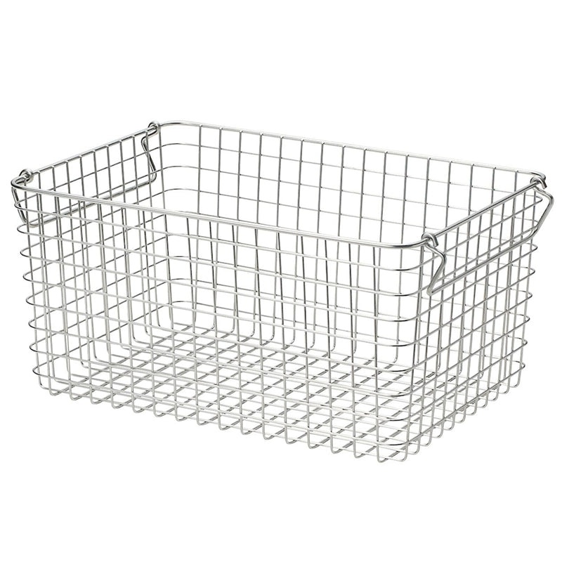 Sleek Solid Color Stainless Steel Storage Basket|Home Storage & Organization