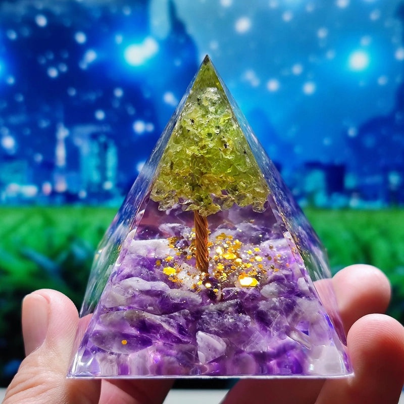 Pyramid Resin Crystal Ball with Decorative Pyramid Gravel | Home Decor & Accessories