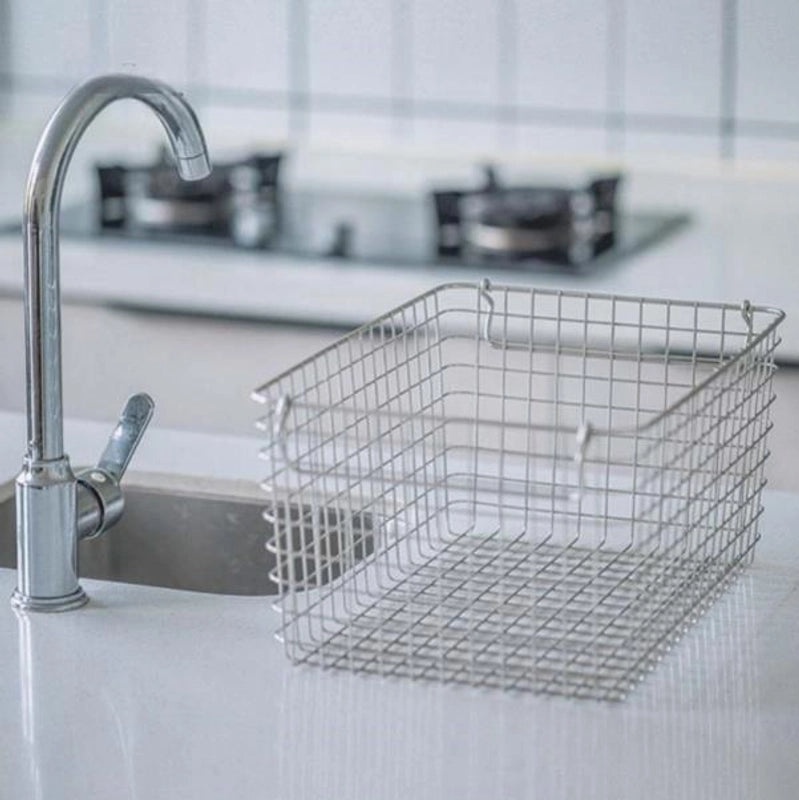 Sleek Solid Color Stainless Steel Storage Basket|Home Storage & Organization