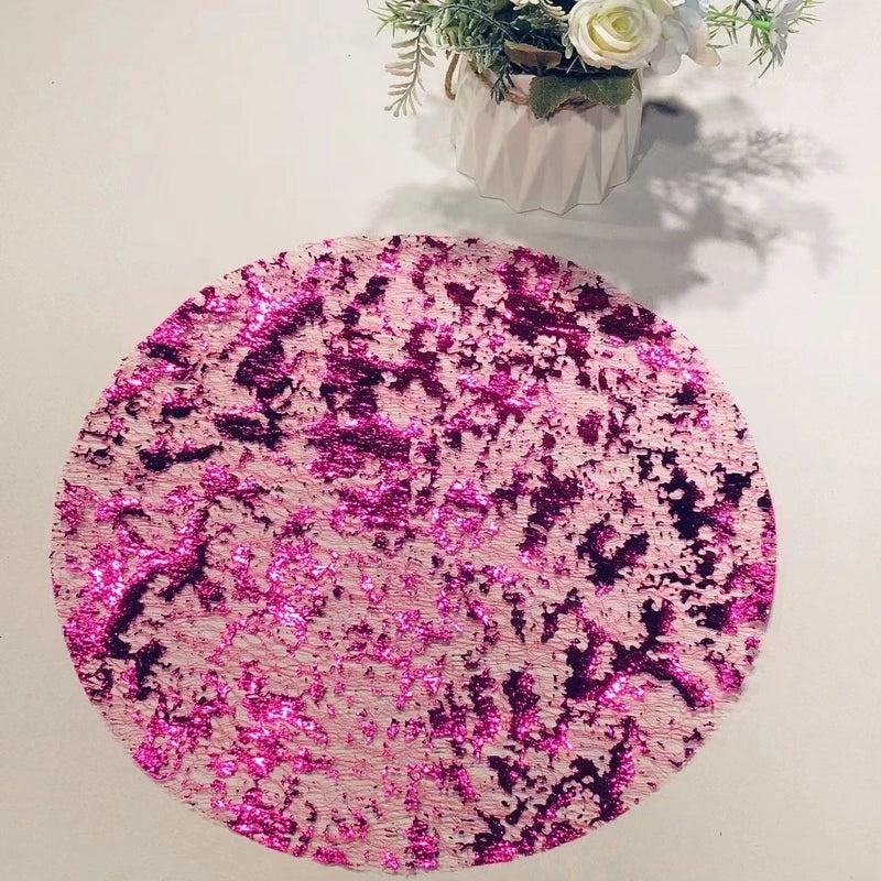 Disposable Gold Foil Round Placemat Metal Grid Design Elegant Table Mat | Tableware & Dining Accessories