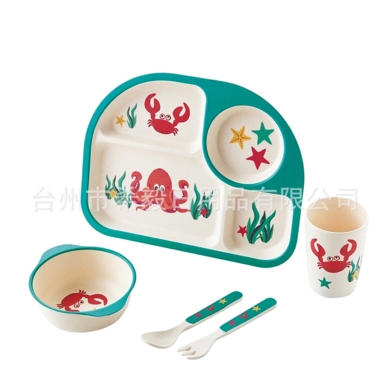 Adorable Cartoon Bamboo Fiber Tableware Set for Kids | Kids Tableware