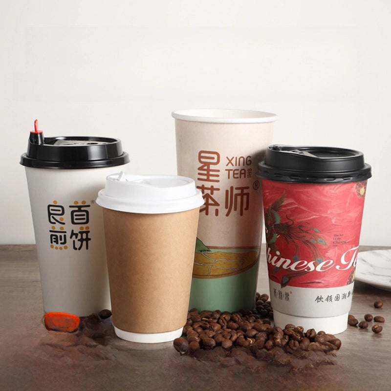 Disposable Double Thick Coffee Cup Customized Kraft Paper Hot Drink Soy Milk Hollow Cup | Coffee & Tea Cups