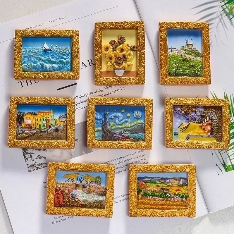Vintage Style Oil Painting Resin Fridge Magnet|Home Decor Accessories