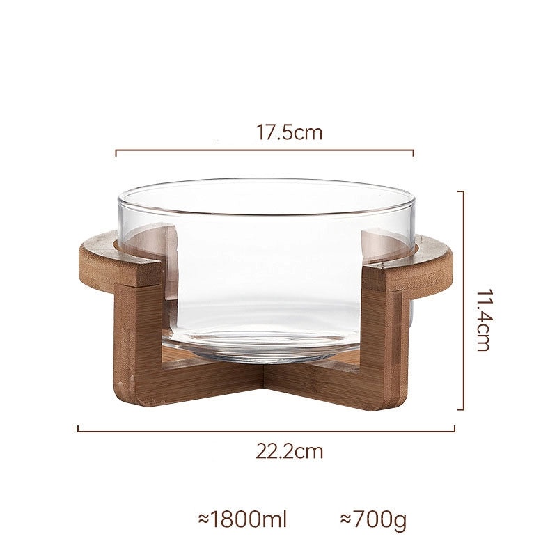 Wooden Glass Fruit Plate with Single Fruit Fork | Kitchen & Dining Accessories