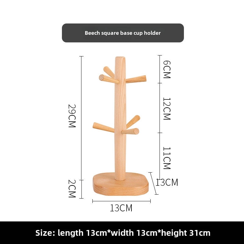 Japanese-style Wooden Six-Claw Cup Holder Creative Beech Mug Drain Hanger Household Storage Rack|Kitchen Storage