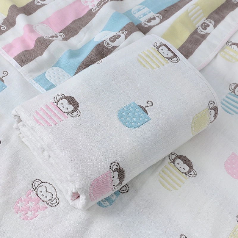 Soft Cotton Gauze Baby Bath Towel 110x110cm Wrap Jacquard Quilt Spring Summer|Baby Bath Towels & Quilts
